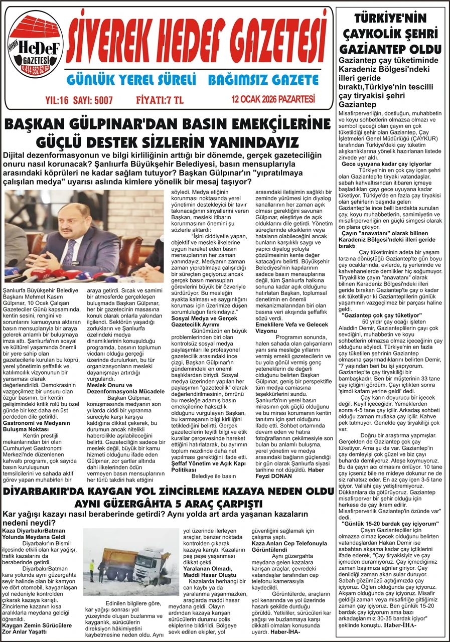 12.01.2026 Tarihli Gazetemiz 