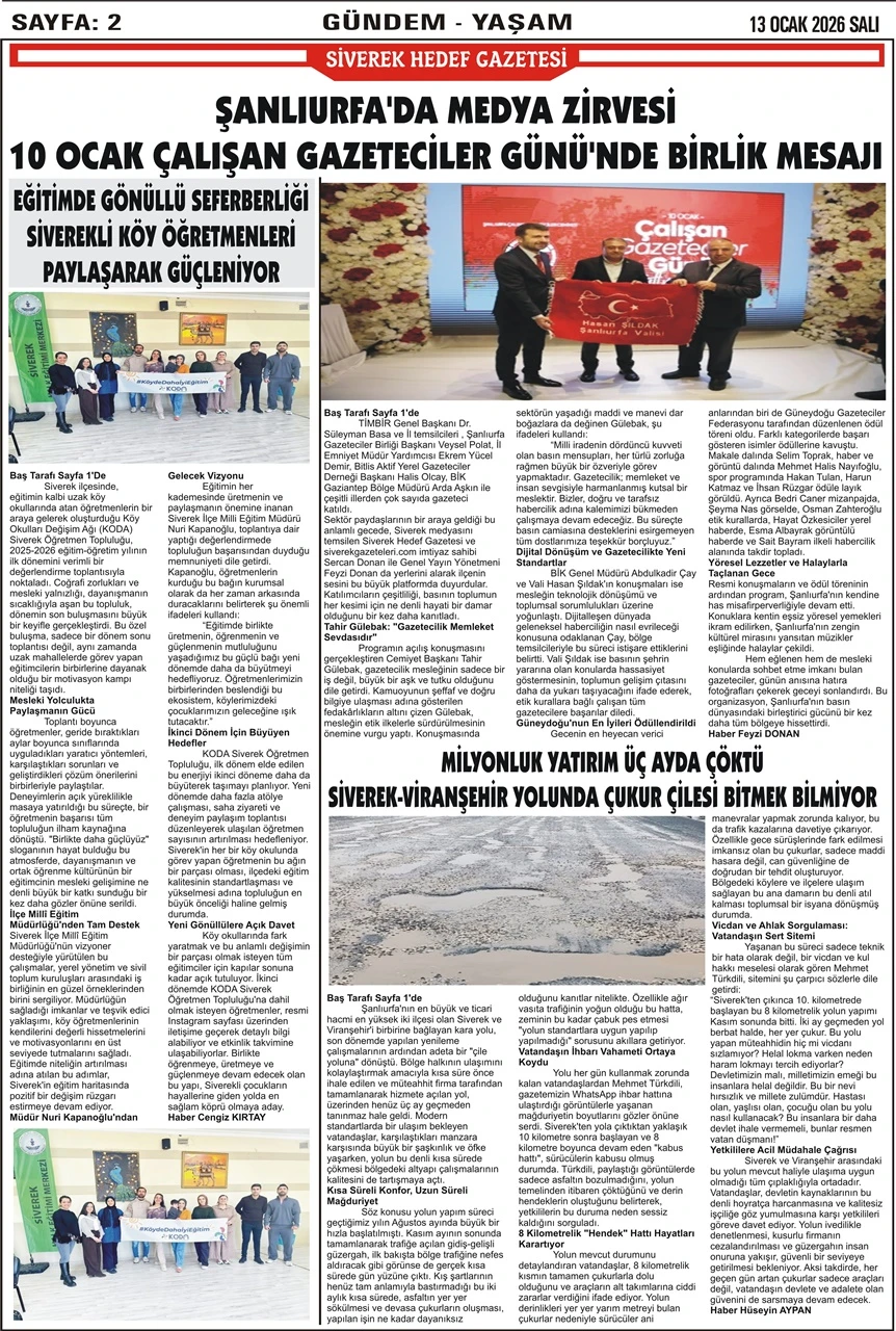 13.01.2026 Tarihli Gazetemiz