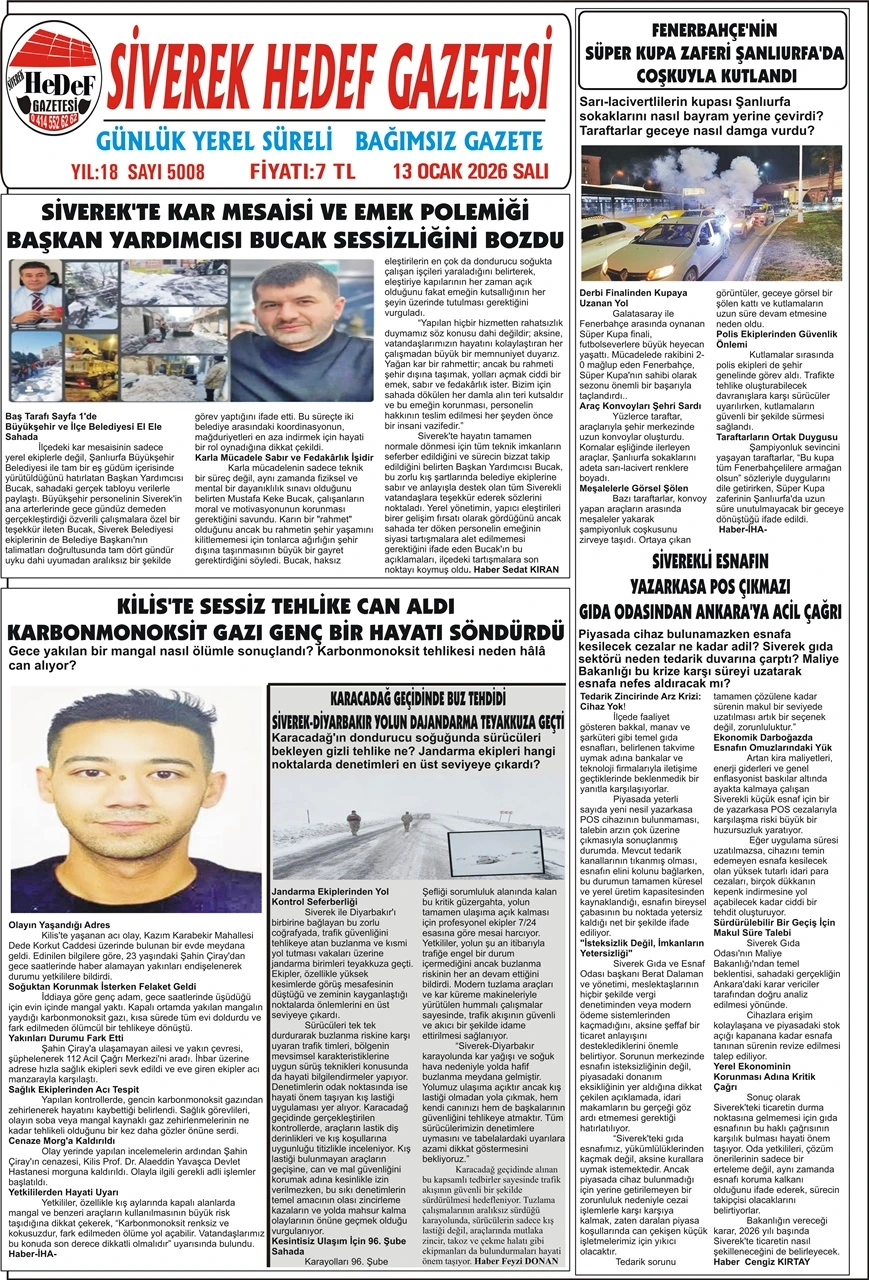 13.01.2026 Tarihli Gazetemiz