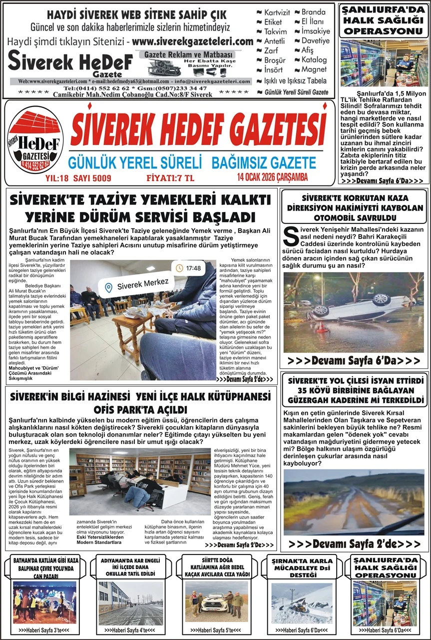 14.01.2026 Tarihli Gazetemiz