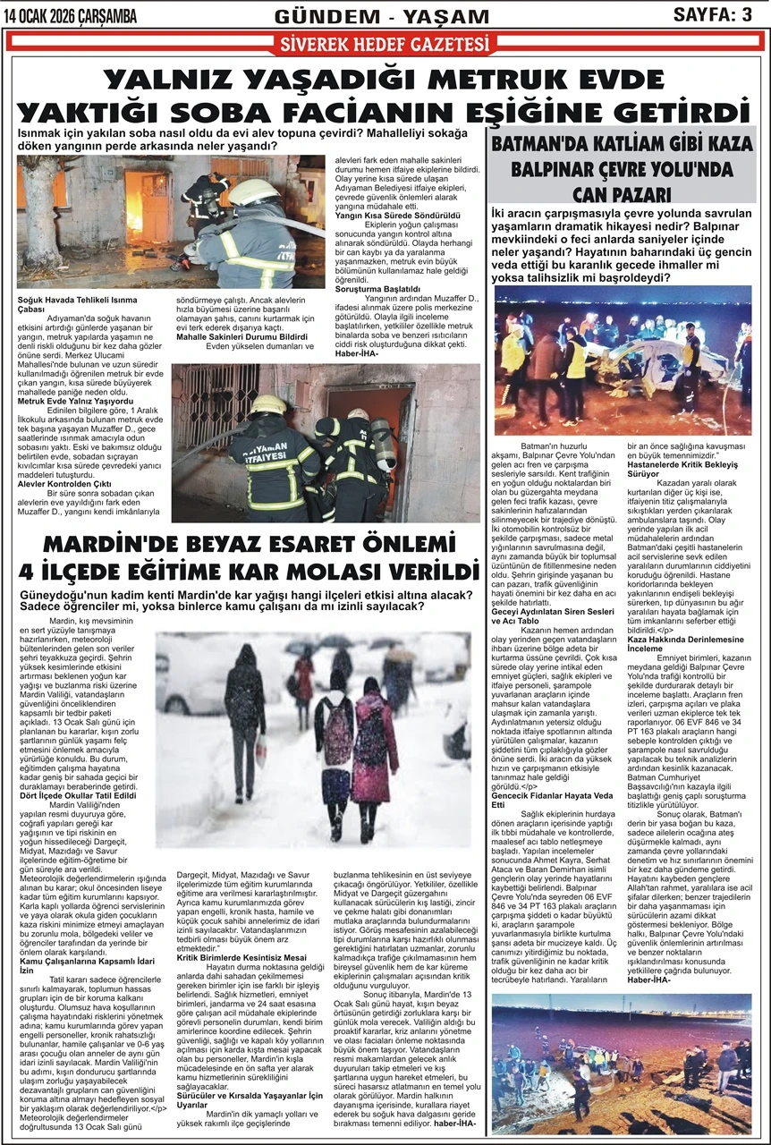 14.01.2026 Tarihli Gazetemiz