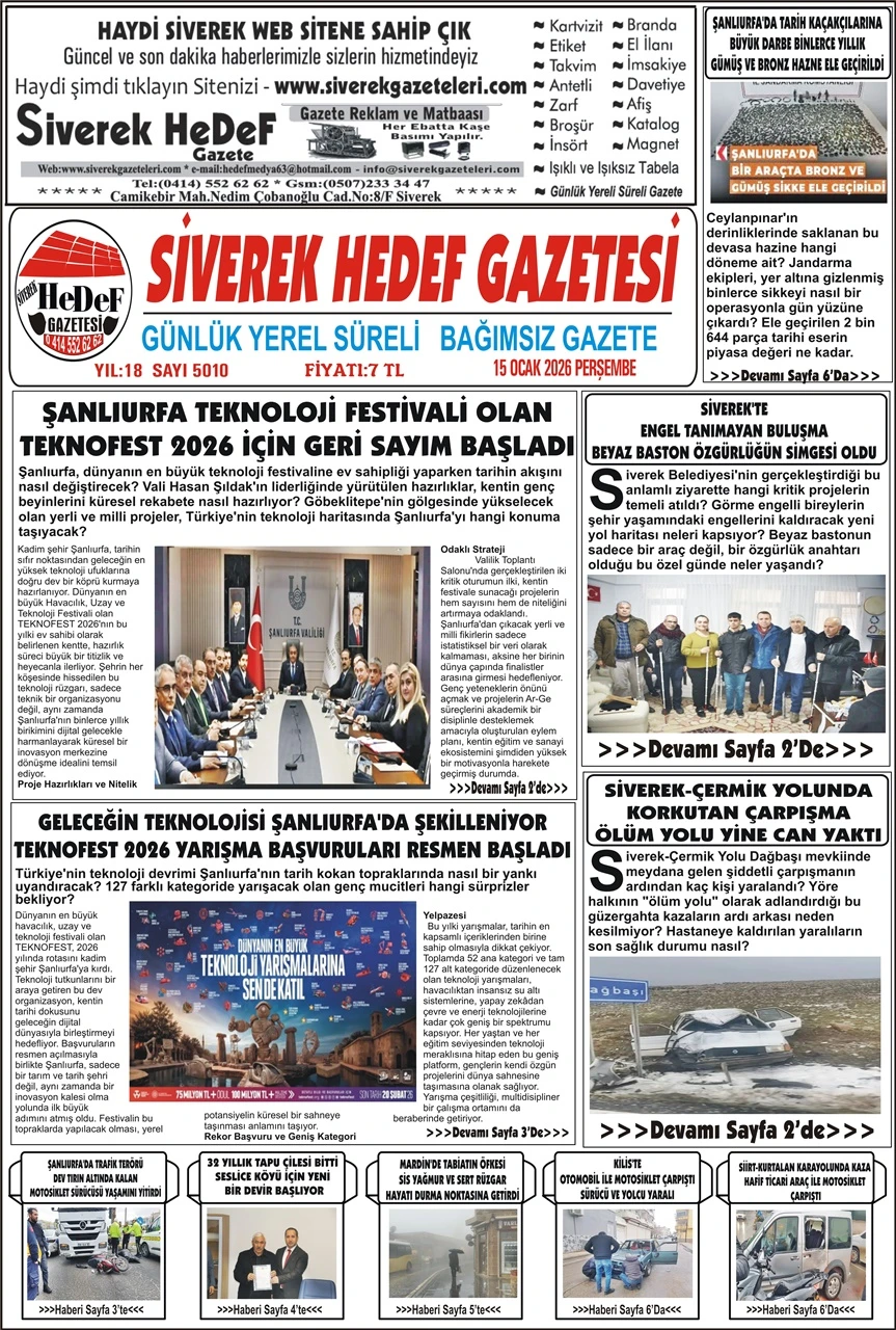 15.01.2026 Tarihli Gazetemiz