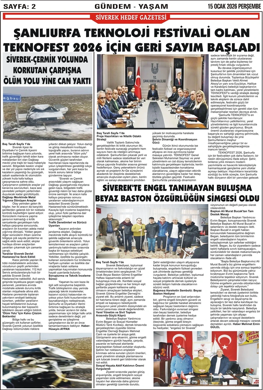 15.01.2026 Tarihli Gazetemiz
