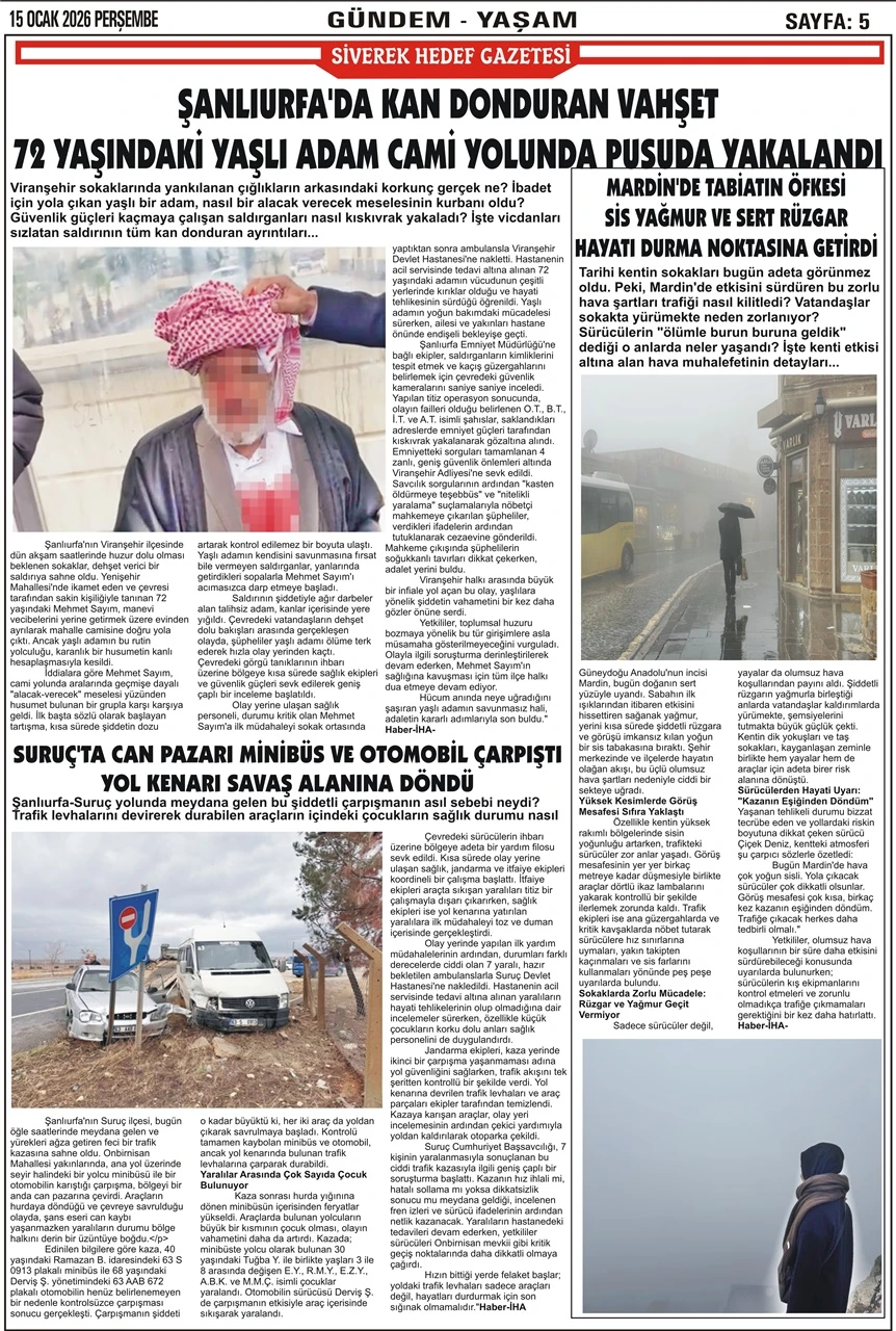 15.01.2026 Tarihli Gazetemiz