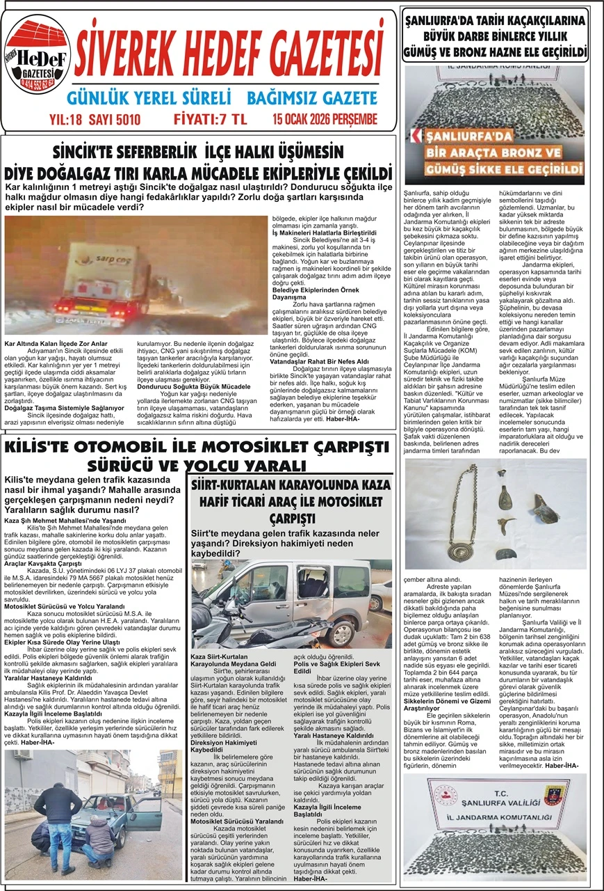 15.01.2026 Tarihli Gazetemiz