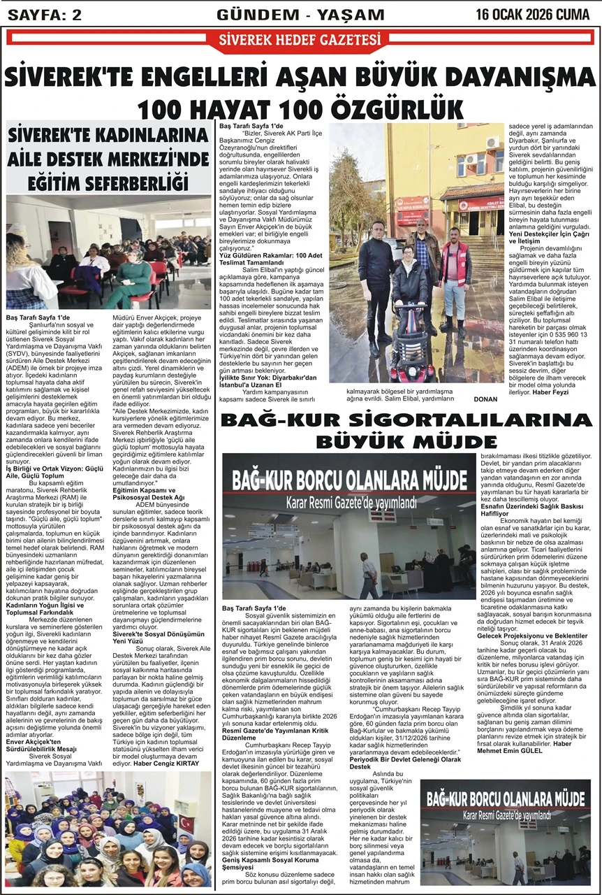 16.01.2026 Tarihli Gazetemiz