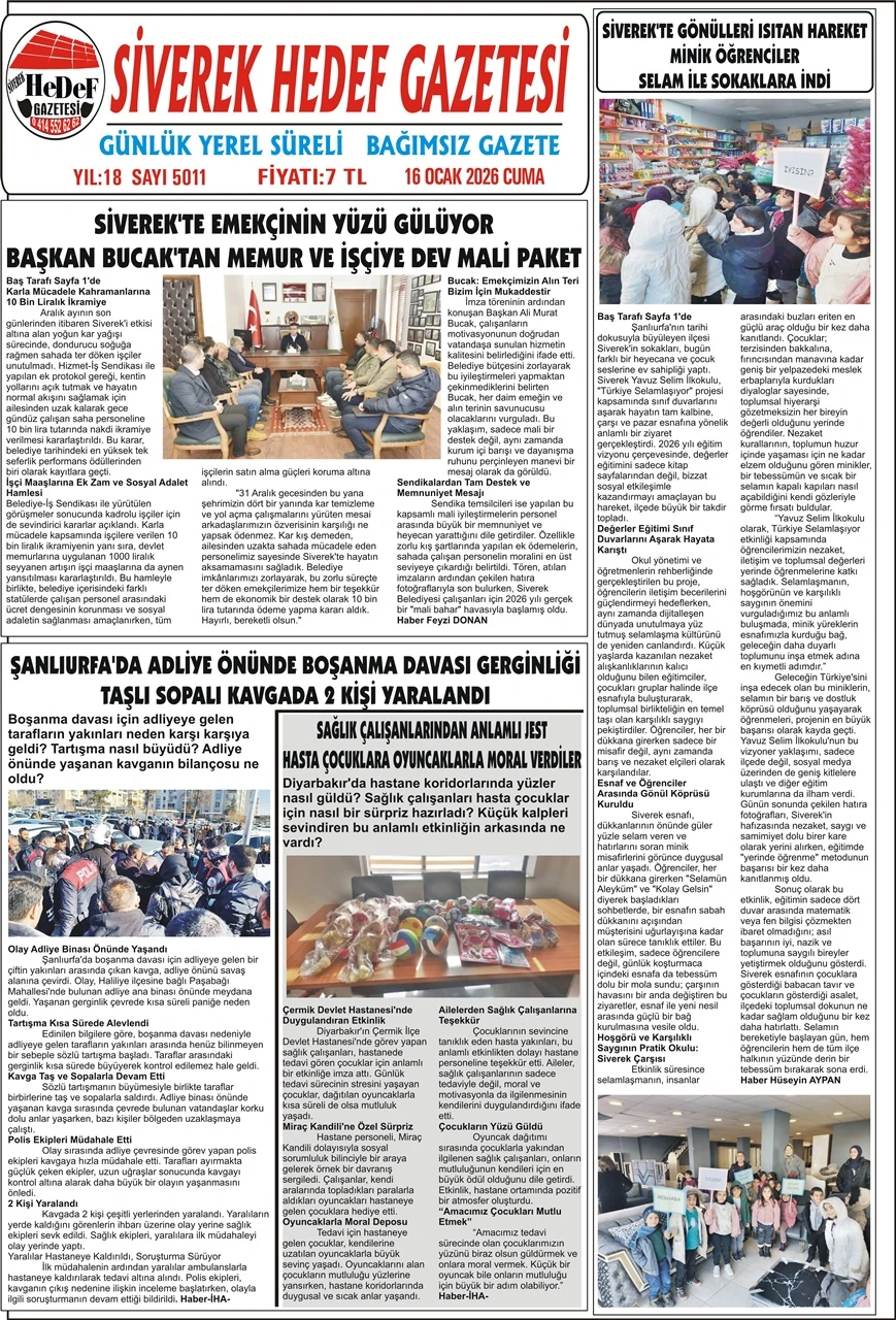 16.01.2026 Tarihli Gazetemiz