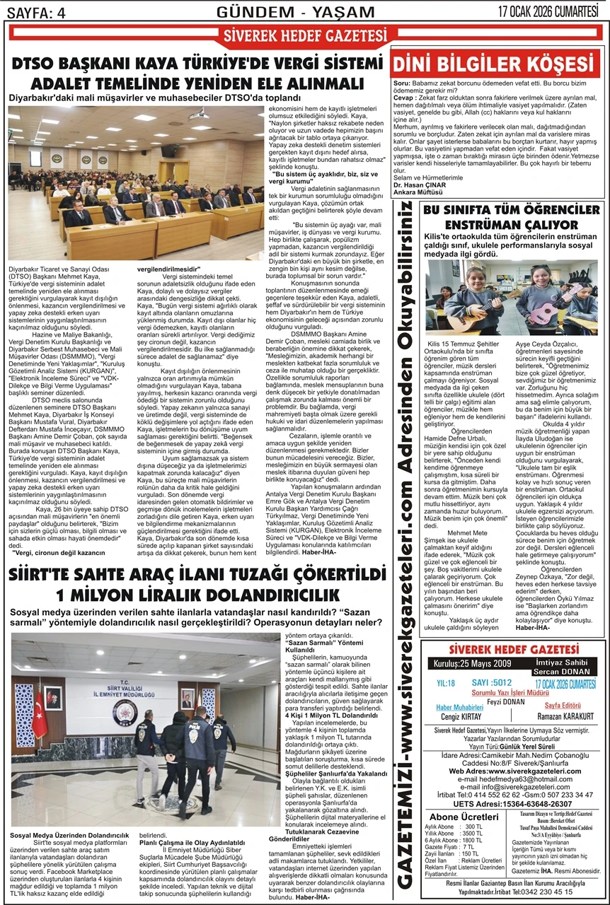 17.01.2026 Tarihli Gazetemiz