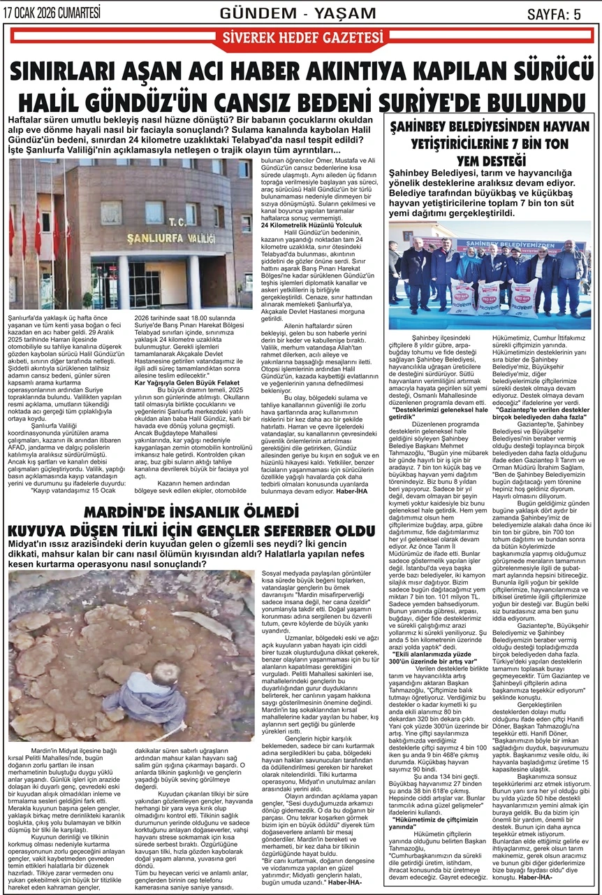 17.01.2026 Tarihli Gazetemiz