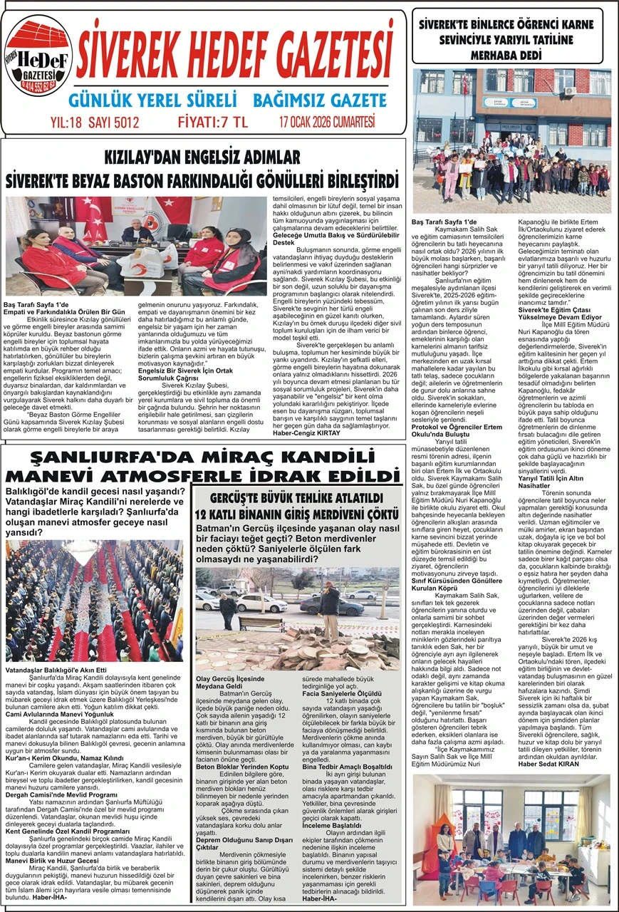 17.01.2026 Tarihli Gazetemiz