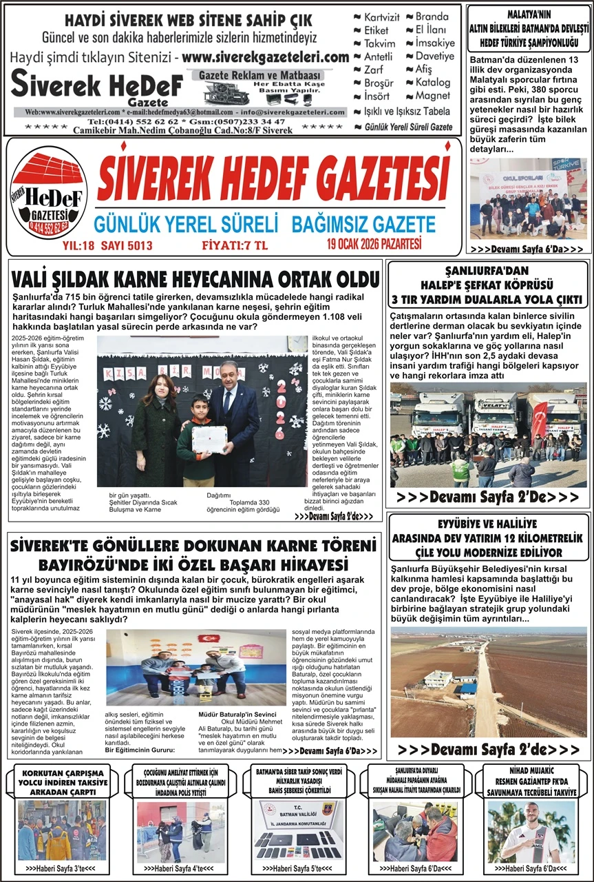 19.01.2026 Tarihli Gazetemiz