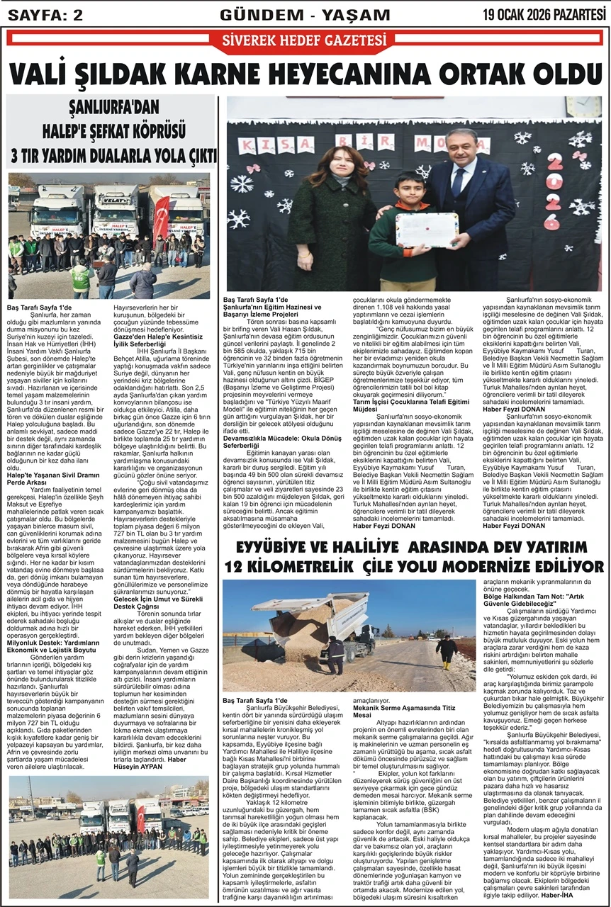 19.01.2026 Tarihli Gazetemiz