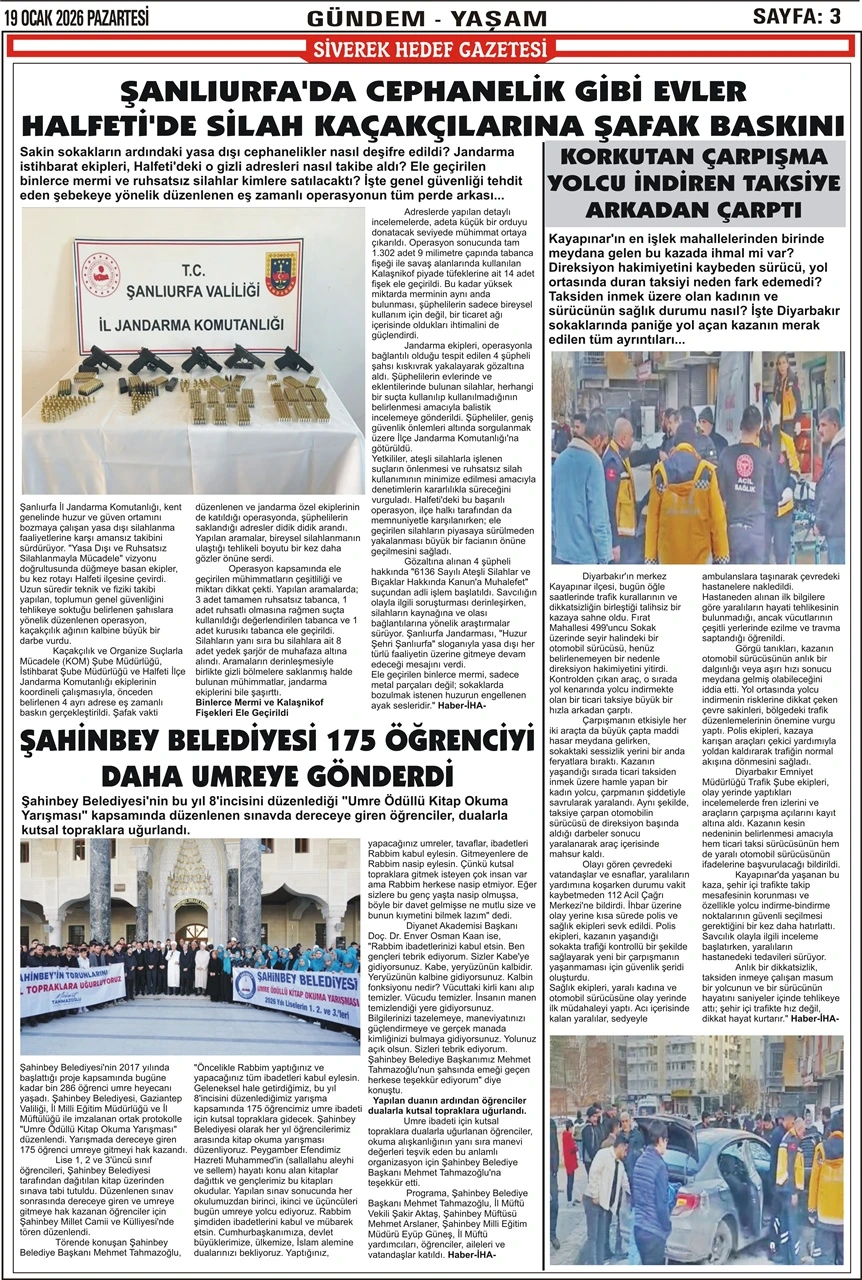 19.01.2026 Tarihli Gazetemiz