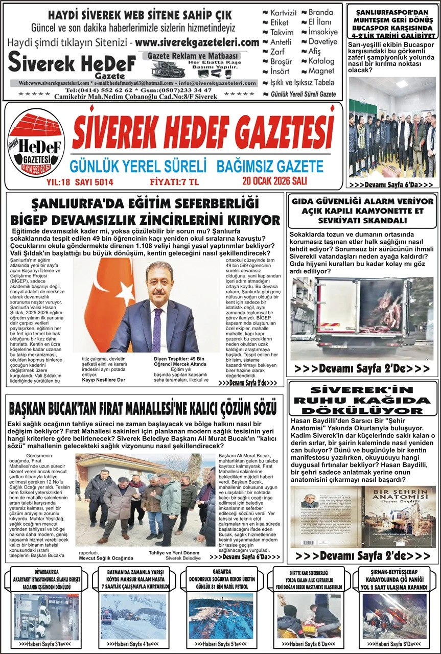20.01.2026 Tarihli Gazetemiz