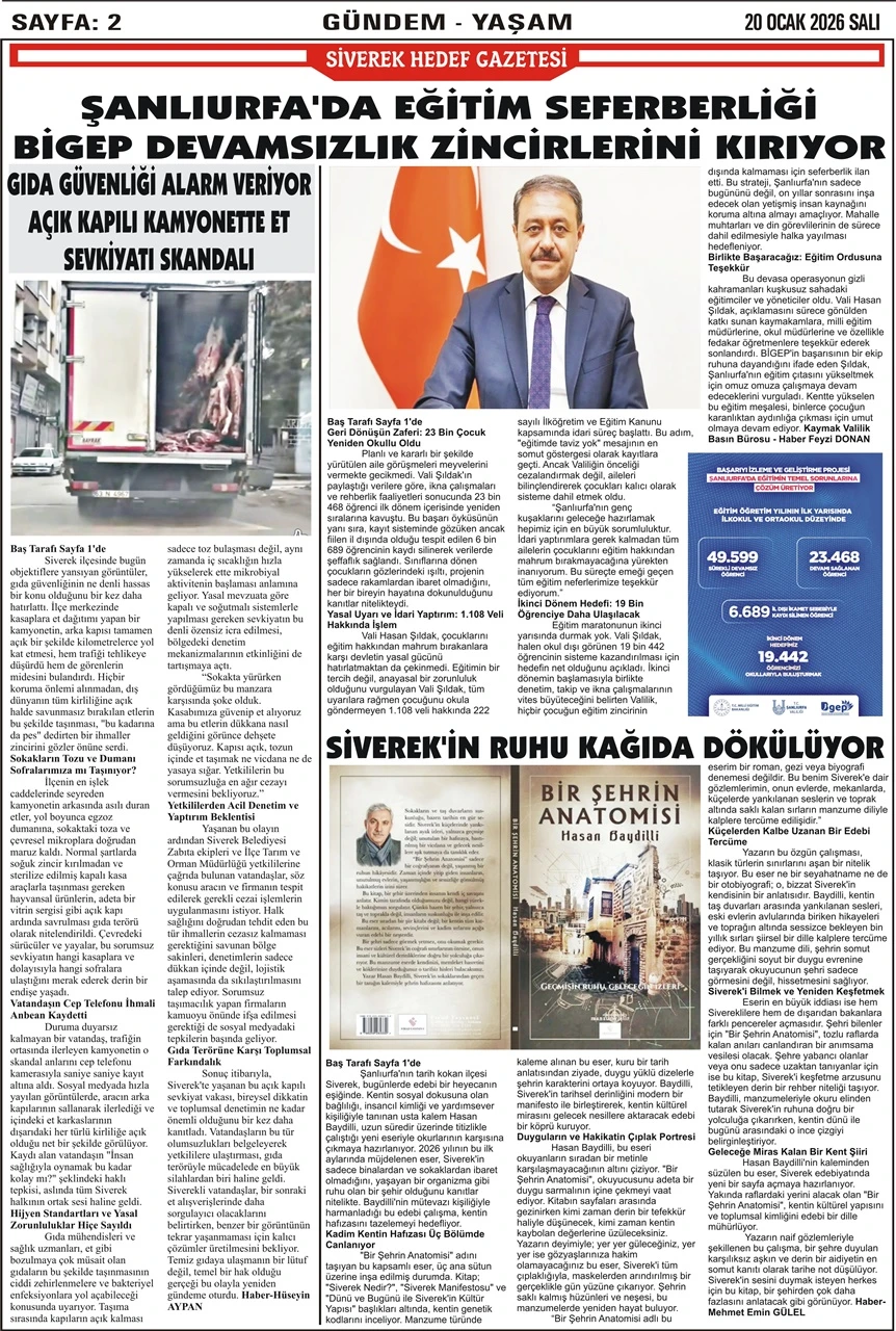 20.01.2026 Tarihli Gazetemiz