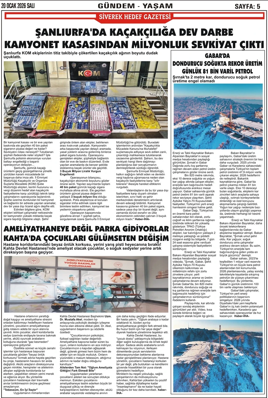 20.01.2026 Tarihli Gazetemiz