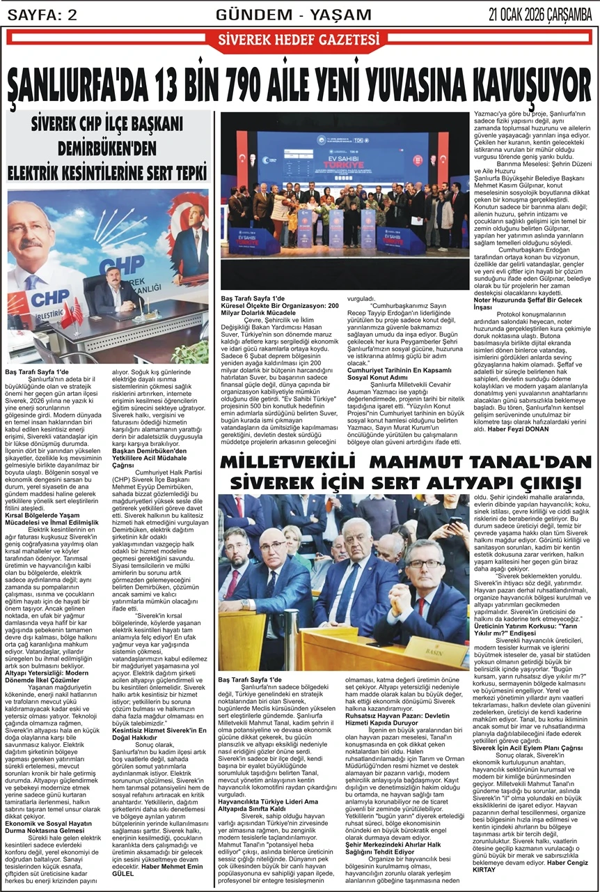 21.01.2026 Tarihli Gazetemiz
