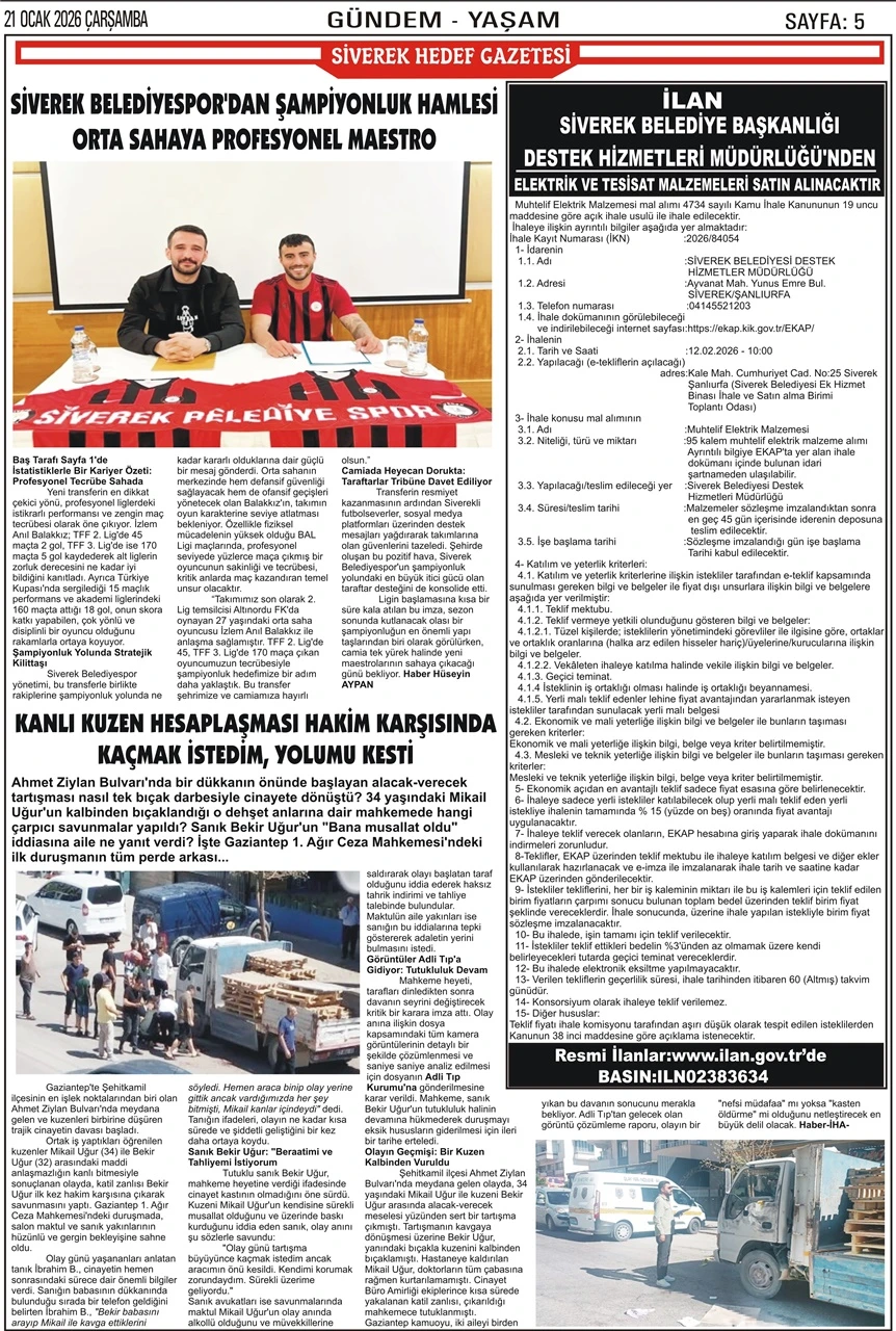 21.01.2026 Tarihli Gazetemiz