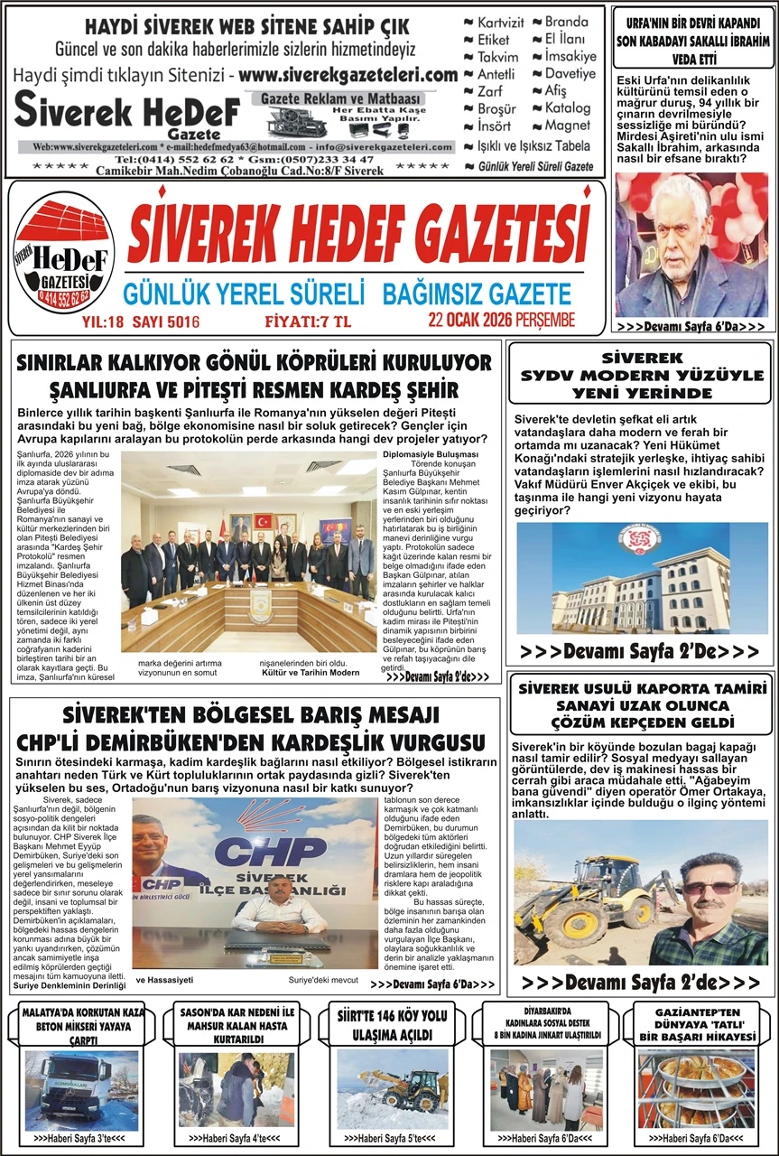 22.01.2026 Tarihli Gazetemiz