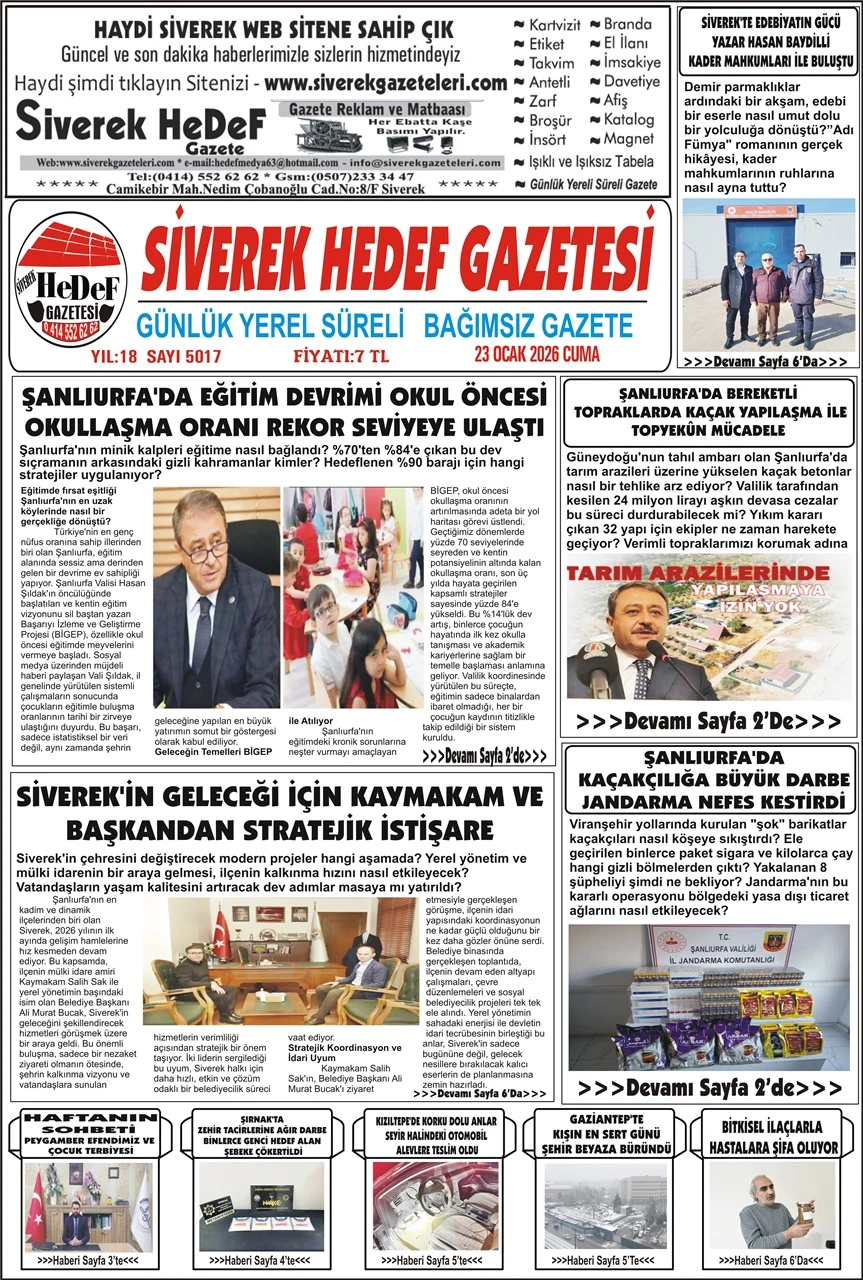 23.01.2026 Tarihli Gazetemiz