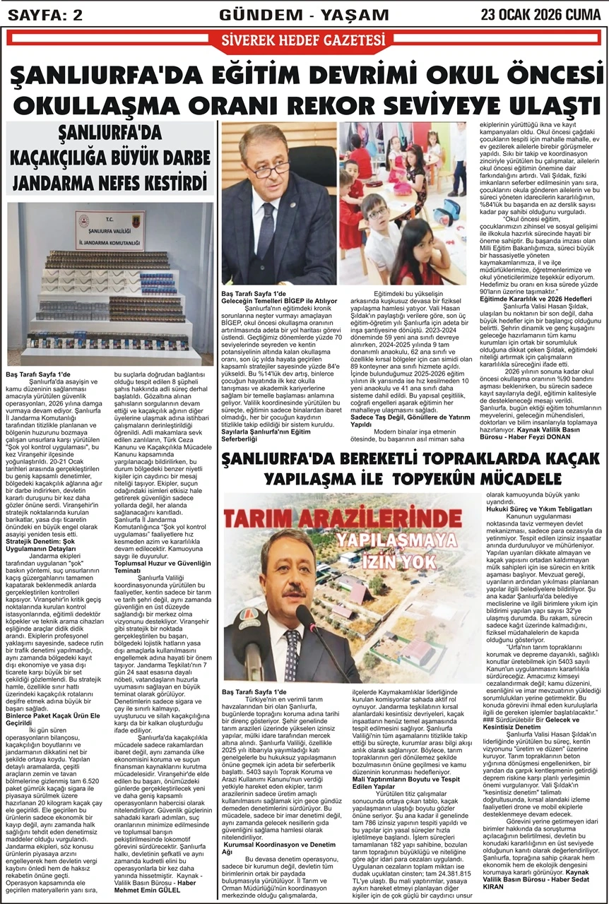 23.01.2026 Tarihli Gazetemiz