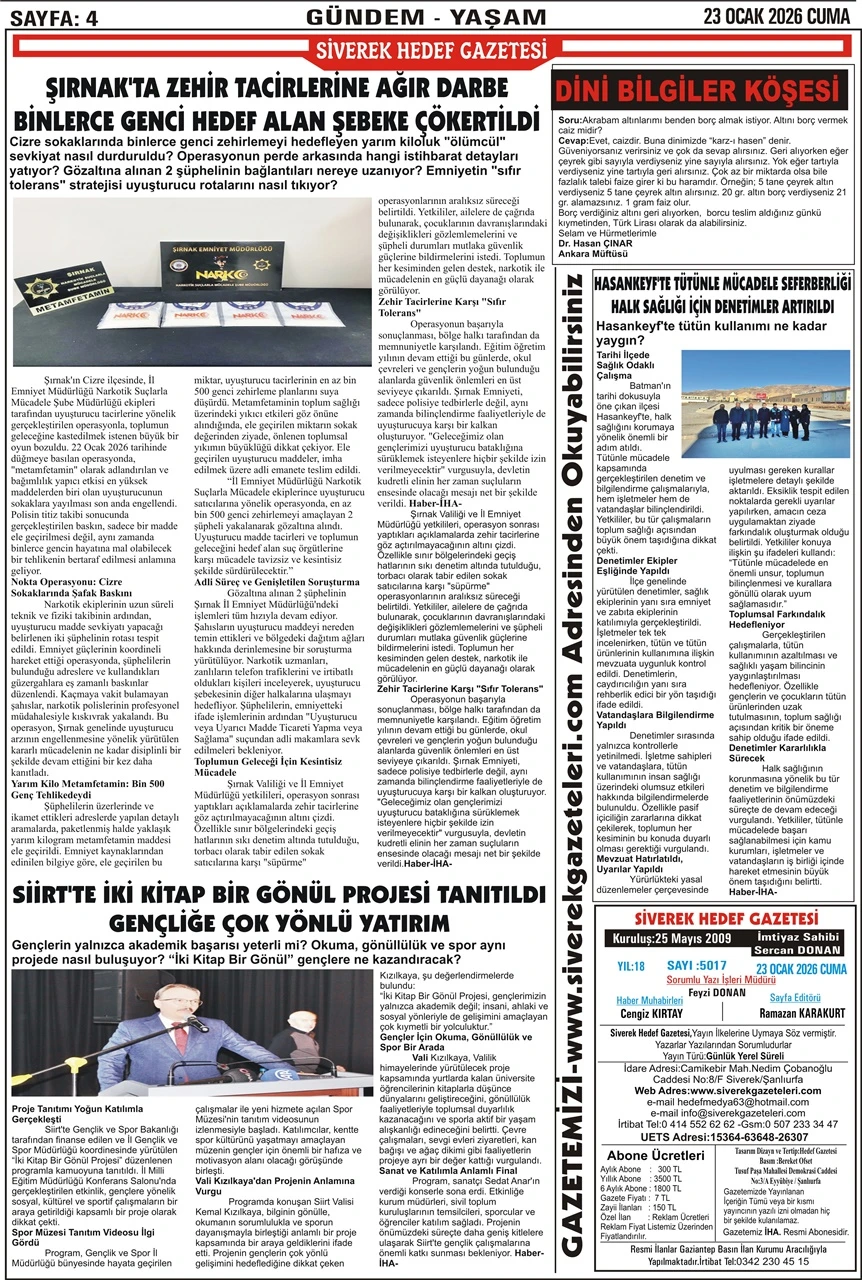 23.01.2026 Tarihli Gazetemiz