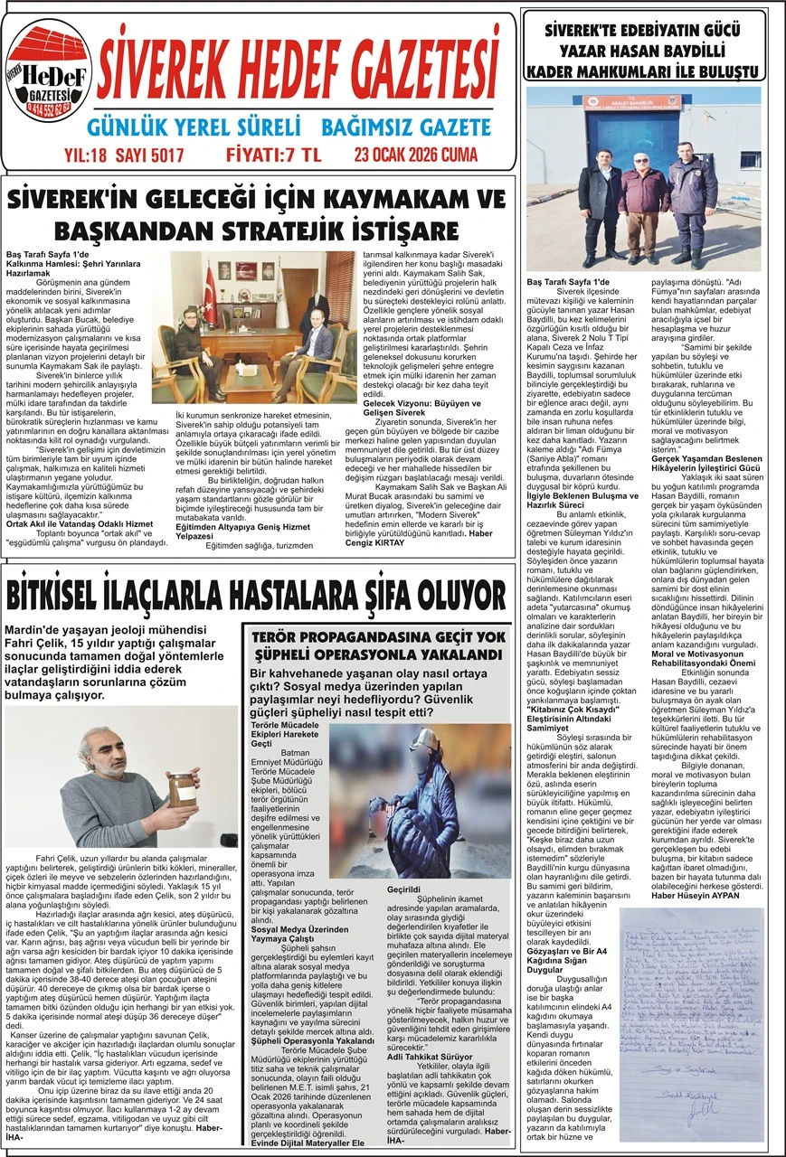 23.01.2026 Tarihli Gazetemiz