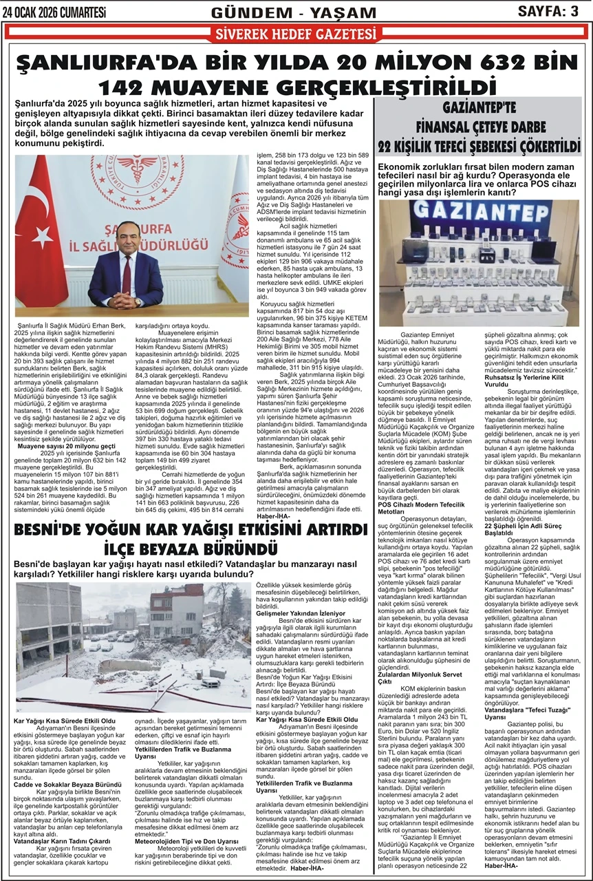 24.01.2026 Tarihli Gazetemiz