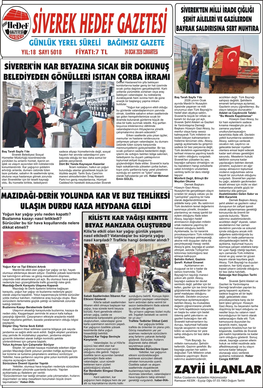 24.01.2026 Tarihli Gazetemiz