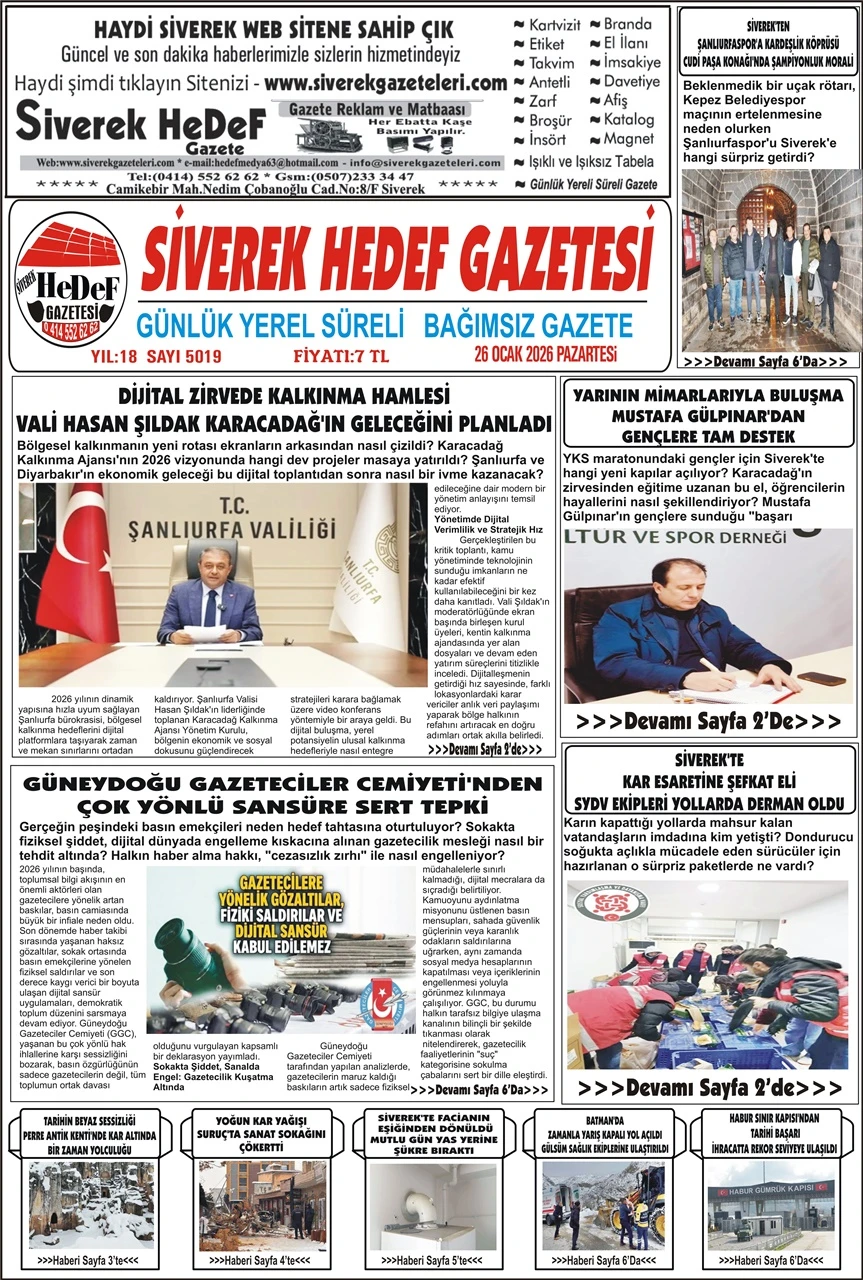 26.01.2026 Tarihli Gazetemiz