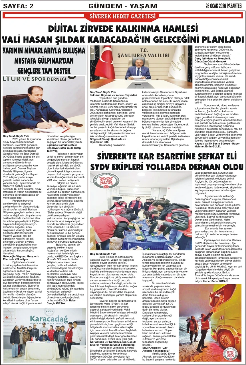 26.01.2026 Tarihli Gazetemiz