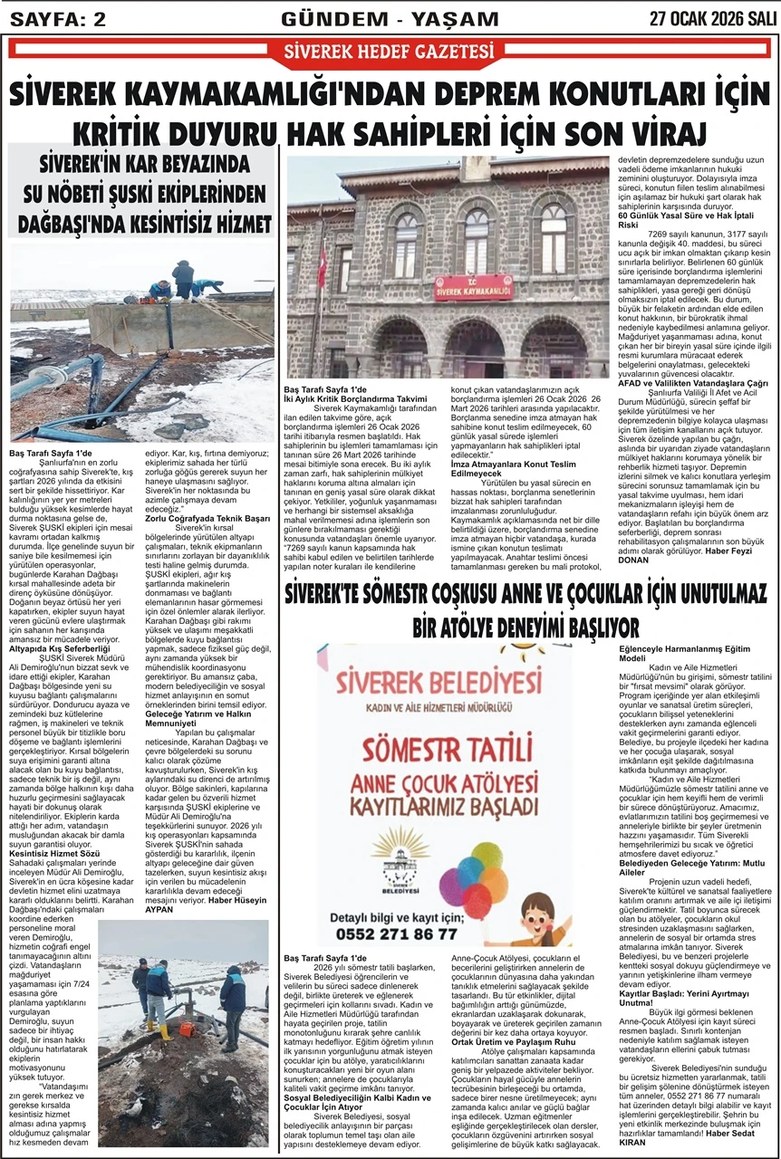 27.01.2026 Tarihli Gazetemiz