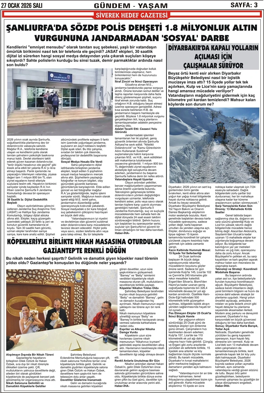 27.01.2026 Tarihli Gazetemiz