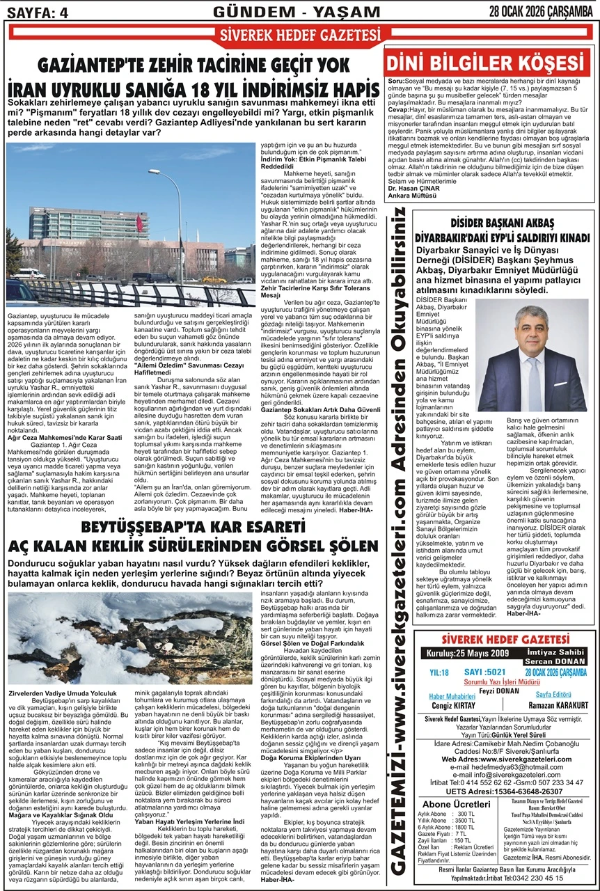 28.01.2026 Tarihli Gazetemiz
