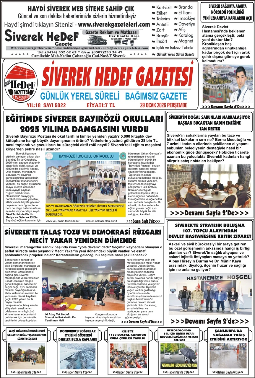 29.01.2026 Tarihli Gazetemiz