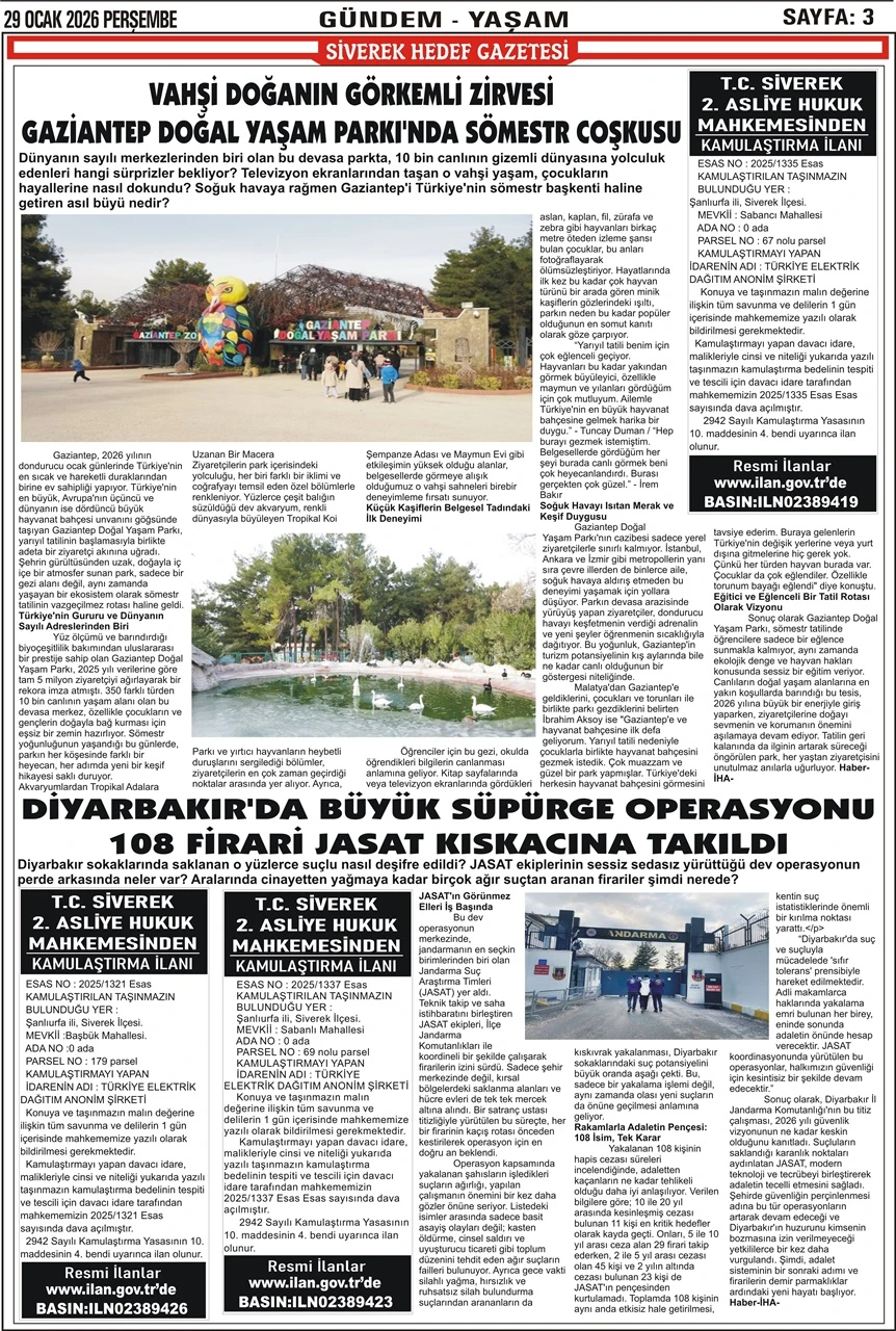 29.01.2026 Tarihli Gazetemiz