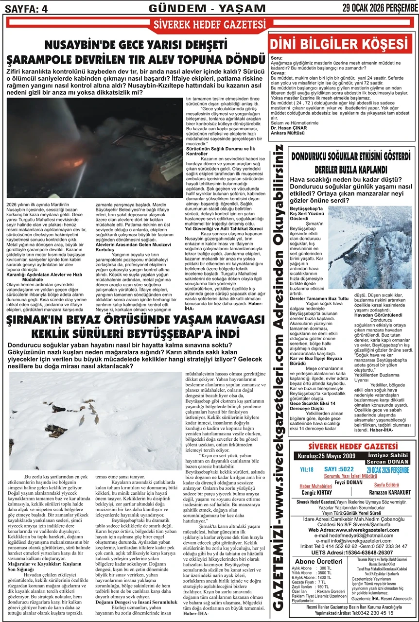 29.01.2026 Tarihli Gazetemiz