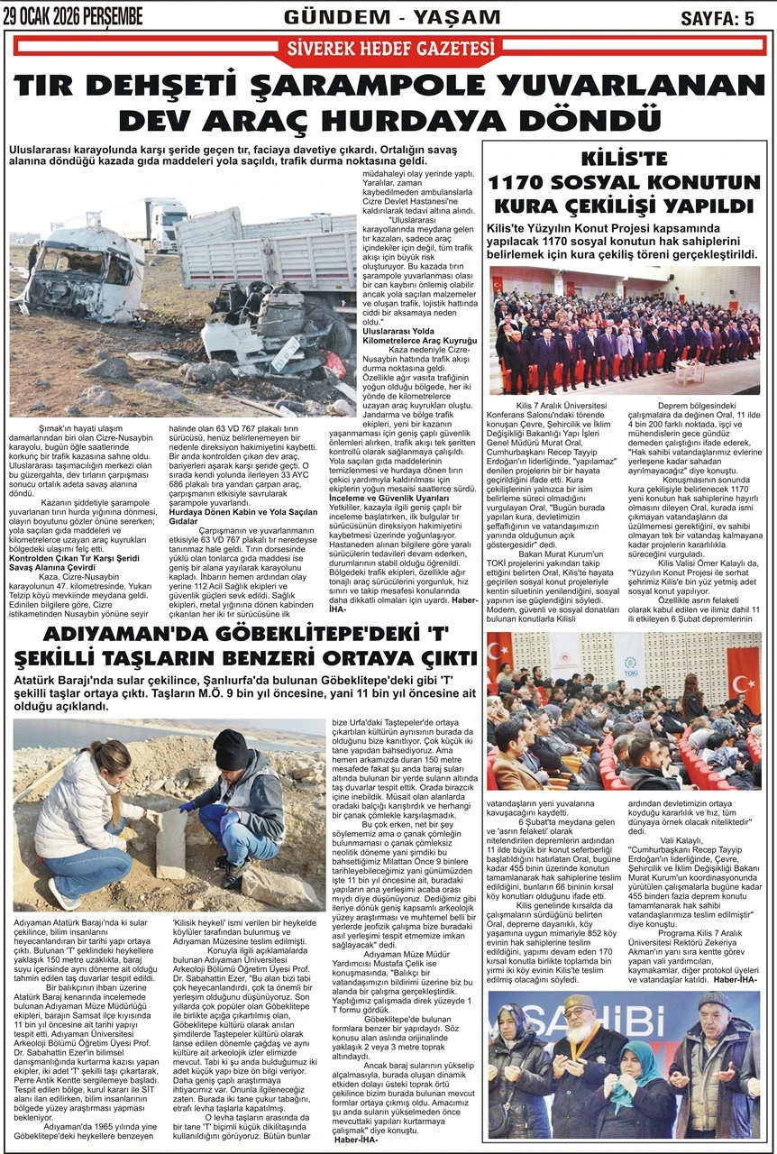 29.01.2026 Tarihli Gazetemiz