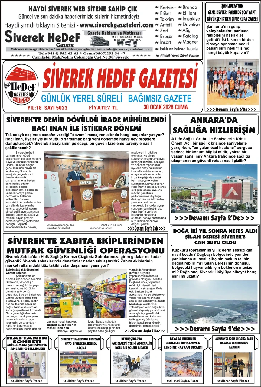 30.01.2026 Tarihli Gazetemiz
