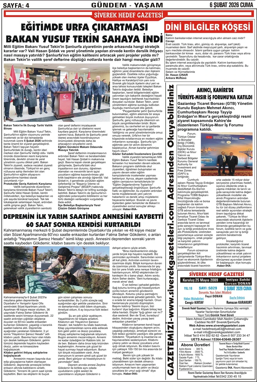 06.02.2026 Tarihli Gazetemiz