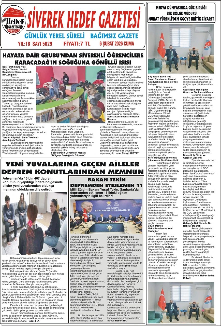 06.02.2026 Tarihli Gazetemiz