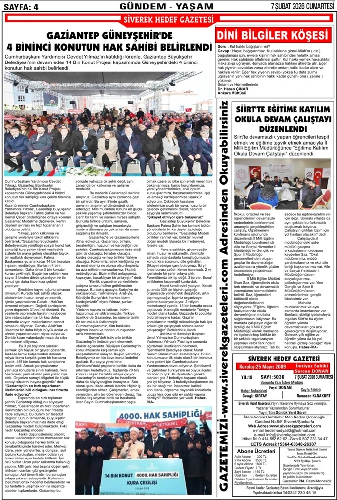 07.02.2026 Tarihli Gazetemiz