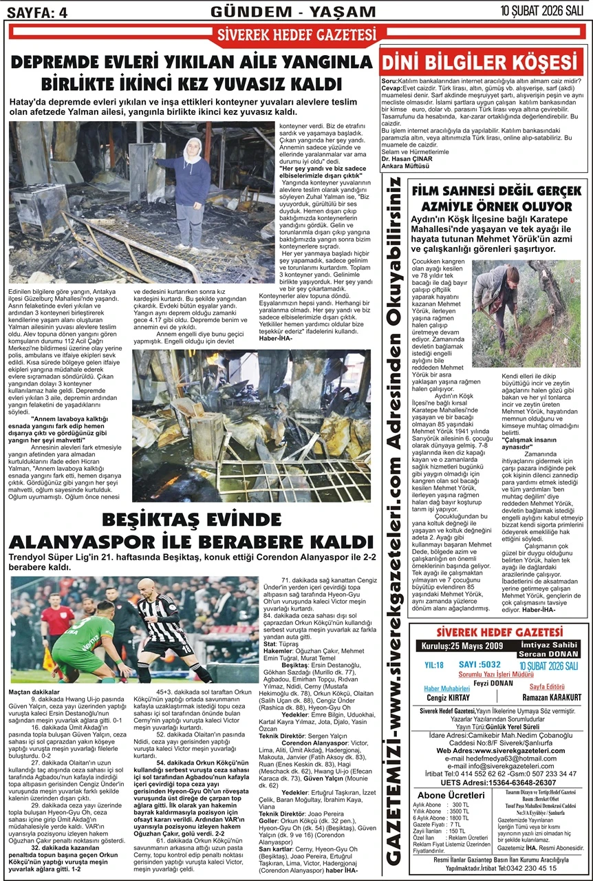 10.02.2026 Tarihli Gazetemiz