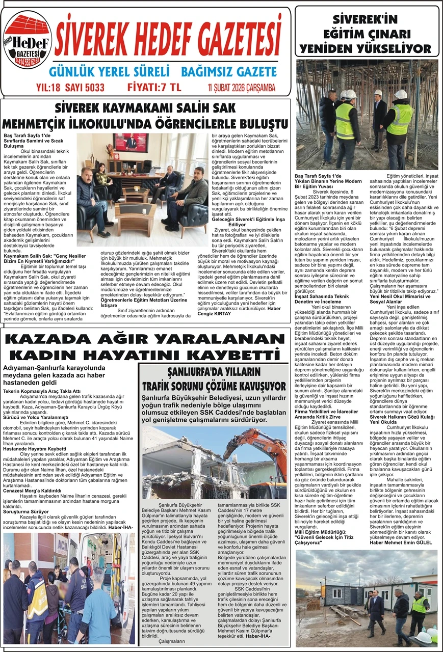 11.02.2026 Tarihli Gazetemiz