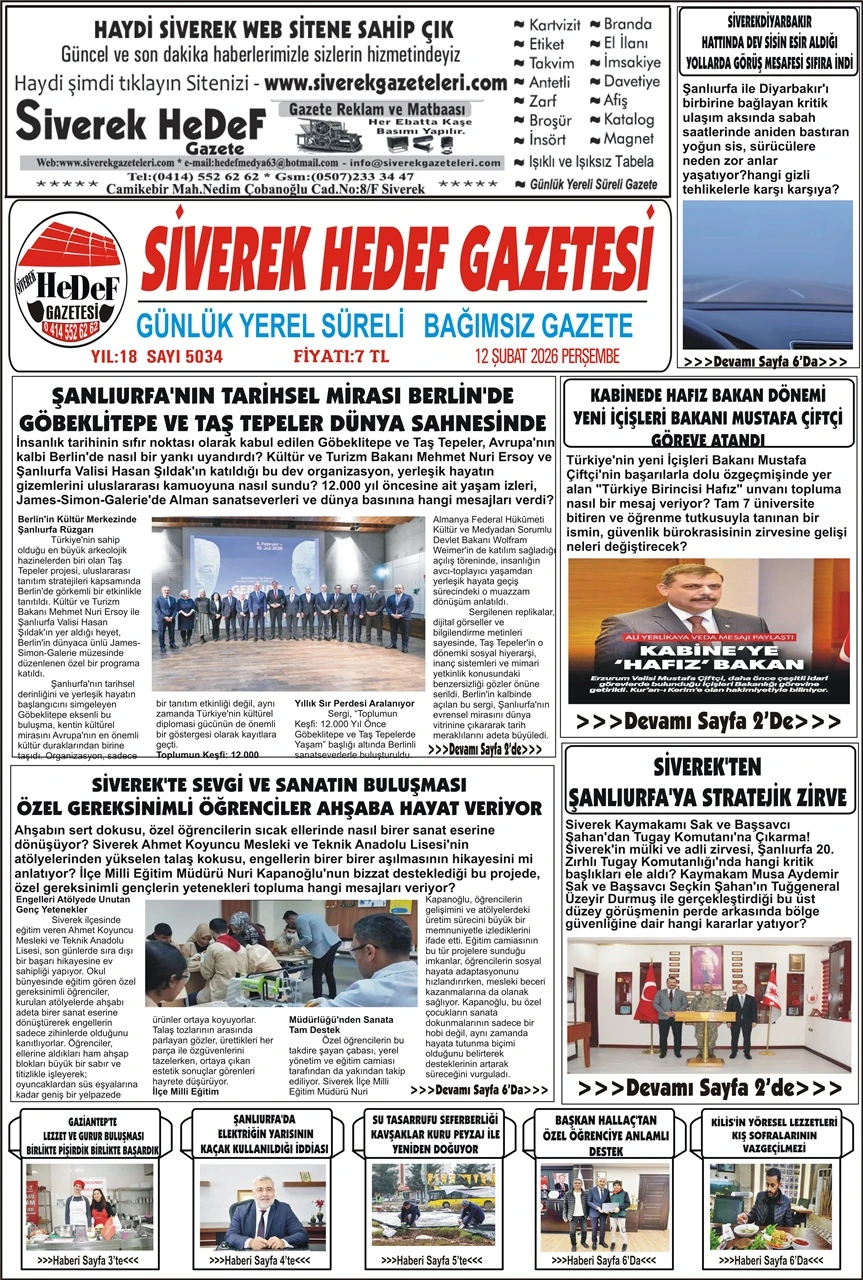 12.02.2026 Tarihli Gazetemiz