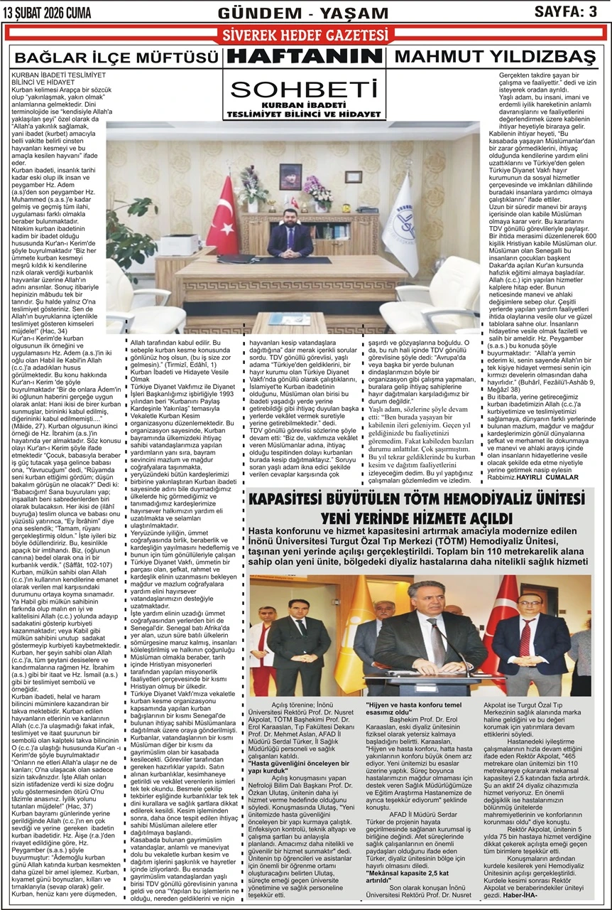13.02.2026 Tarihli Gazetemiz