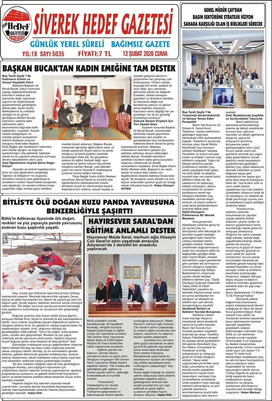 13.02.2026 Tarihli Gazetemiz