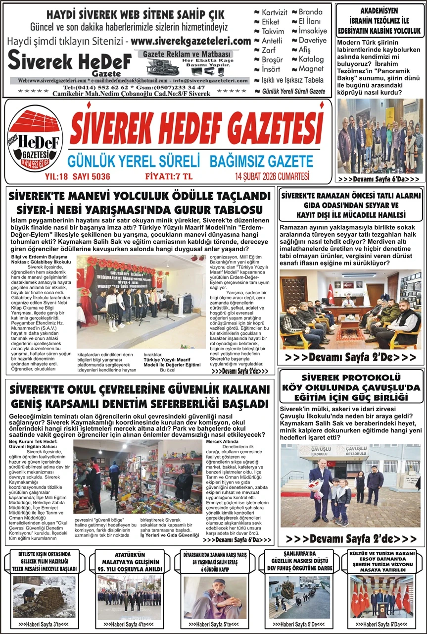 14.02.2026 Tarihli Gazetemiz
