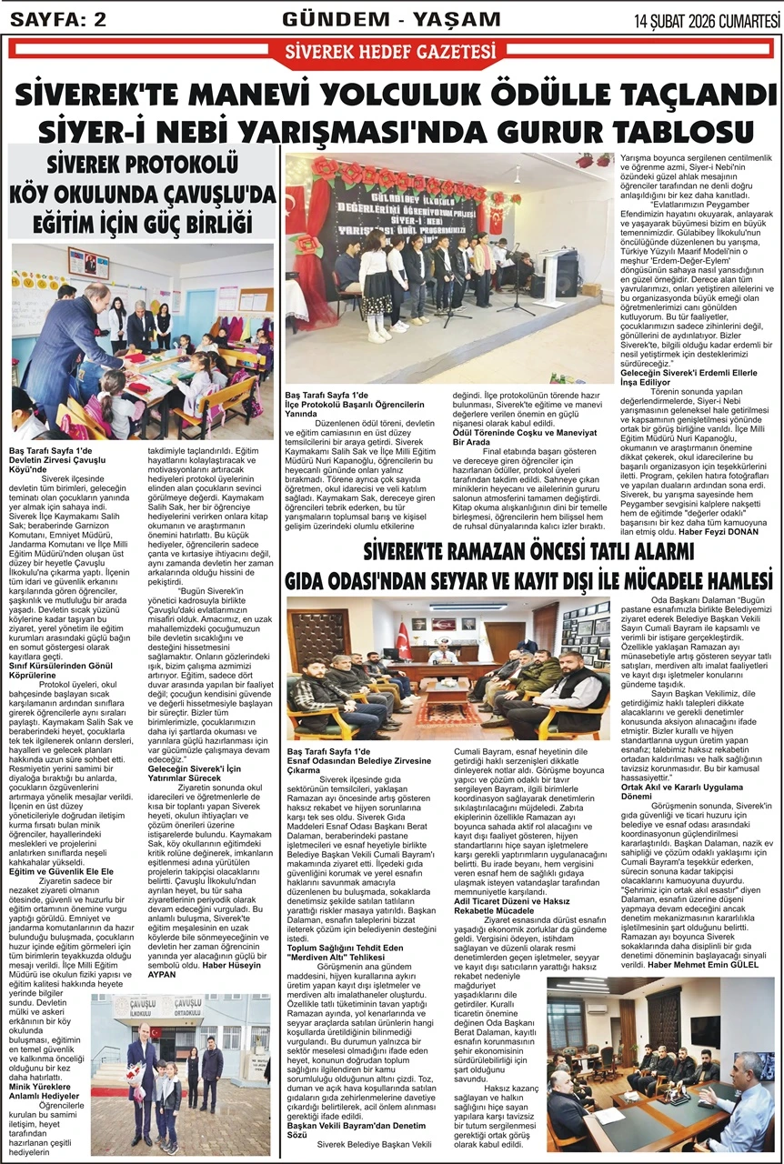 14.02.2026 Tarihli Gazetemiz