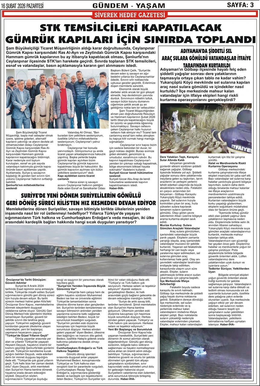 16.02.2026 Tarihli Gazetemiz